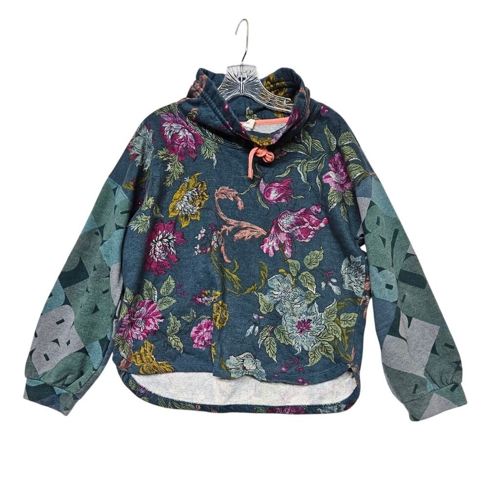 Anthropologie Daily Practice Cowl Neck Pullover Sweatshirt Floral Mixed Print